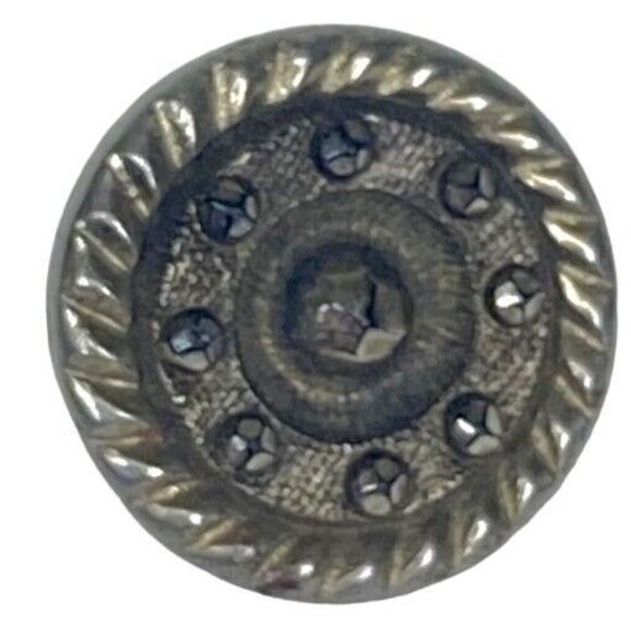 Antique Pewter Shank Button Round Brutalist Metal Sewing Craft Tailor Vintage - Picture 1 of 3